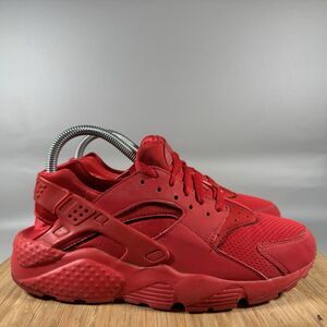 Nike Air Huarache Run Triple Red Sneakers Women's 8.5 (7Y) Lace Up Shoes